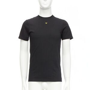DIOR HOMME black cotton gold bee embroidered fitted tshirt XXS